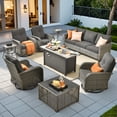 thumbnail image 1 of XIZZI 9-Piece Patio Furniture Set Outdoor Furniture with Fire Pit and 4 Swivel Chairs, High-Back All-Weather Rattan Wicker Outdoor Conversation Set with Solar Light Coffee Table Black, 1 of 10