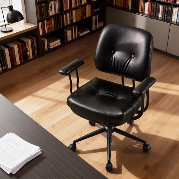 XIZZI Executive Office Chair Recline Function 19.7" Wide Seat, Ergonomic Desk Chair with Comfy Lumbar Support, Black (PU Leather)