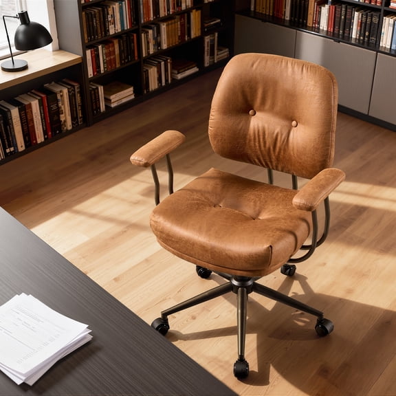 XIZZI Executive Office Chair Recline Function 19.7" Wide Seat, Ergonomic Desk Chair with Comfy Lumbar Support, Brown (Suede Leather)