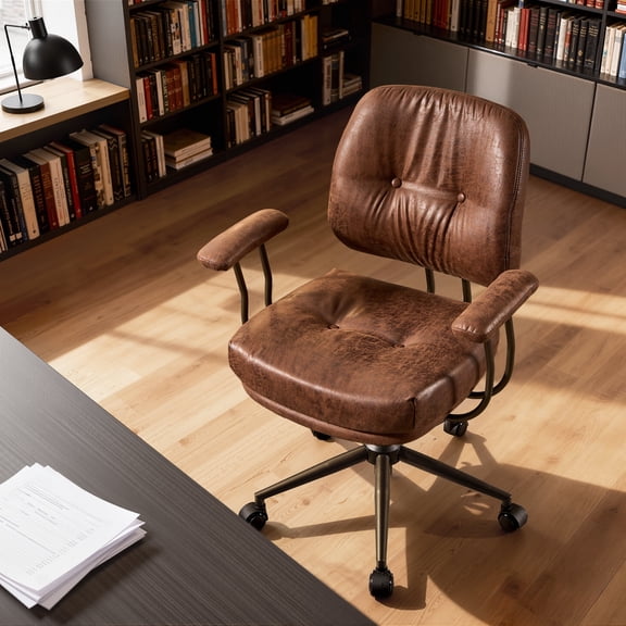 XIZZI Executive Office Chair Recline Function 19.7" Wide Seat, Ergonomic Desk Chair with Comfy Lumbar Support, Dark Brown (Suede Leather)