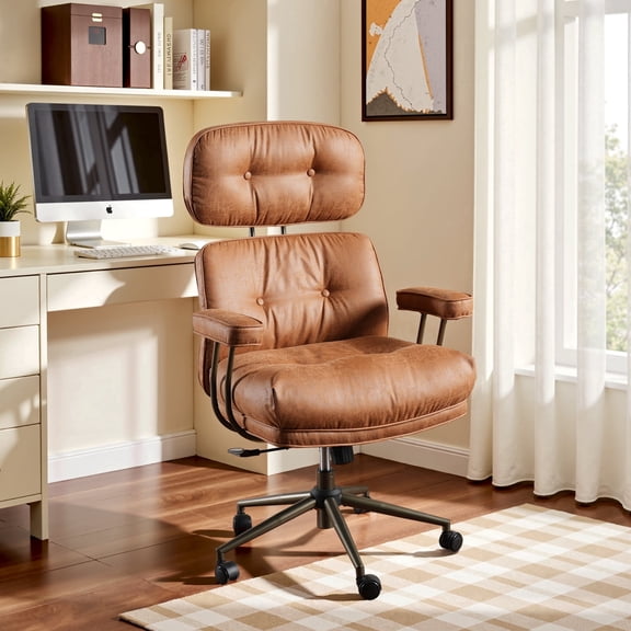 XIZZI Executive Office Chair, Oversized Computer Desk Chair with High Back, Ergonomic Elegant Design, Multi-Layer Memory Foam Cushion, Brown (Suede Leather)