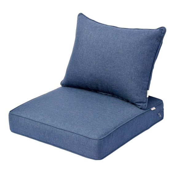 XIZZI Luxury Outdoor Sofa Cushion for Patio Furniture, 24*24*5.7 Deep Seat Cushions and Back Cushion Set for Wicker Chair, Water Resistant Fade Resistant, Blue