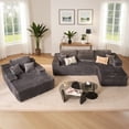 thumbnail image 1 of XIZZI Modular Sectional Sofa Couch Set, Deep Seat L-Shape Upholstered Couch & Large Sofa Bed, Modern Minimalist Couches for Living Room, Bedroom, Right Chaise, Gray - Plush Fabric, 1 of 11