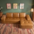 thumbnail image 1 of XIZZI 106.3" Modular Sectional Sofa, Luxe Synthetic Leather Sofa with High Density Foam and Pocket Springs, No Assembly, Cloud Boneless Couch for Living Room,Right Chaise, Brown, 1 of 9