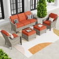 thumbnail image 1 of XIZZI Outdoor Patio Furniture Set PE Wicker Rattan 3 Seat Sofa Conversation Set with Chair and Ottoman,Red, 1 of 7