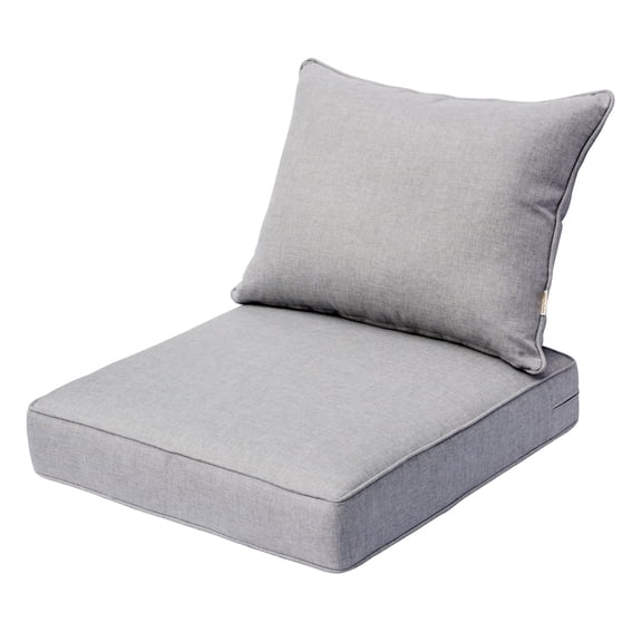 XIZZI Luxury Outdoor Sofa Cushion for Patio Furniture, 25*25*5.7 Deep Seat Cushions and Back Cushion Set for Wicker Chair, Water Resistant Fade Resistant, Grey
