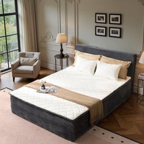 XIZZI Queen Size Cloud Bed,2-in-1 Bed Integrated Bed Frame and Mattress, Compressed Platform Bed with Breathable and Noise-Free Mattress for Deep Sleep, No Assembly Gray