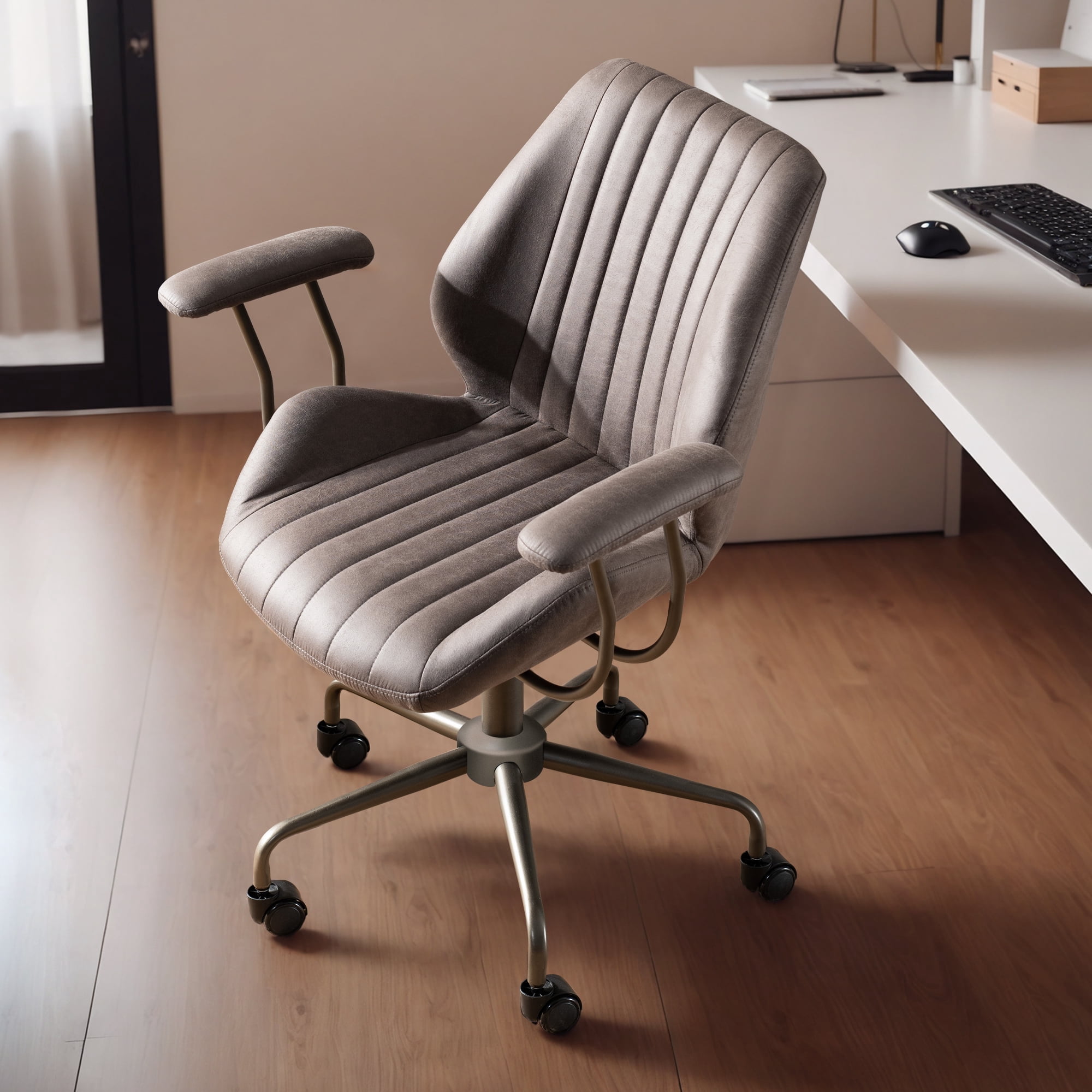 XIZZI Suede Fabric Desk Chairs for Executive or Home Office, Modern Ergonomic Computer Office Chair, Gray