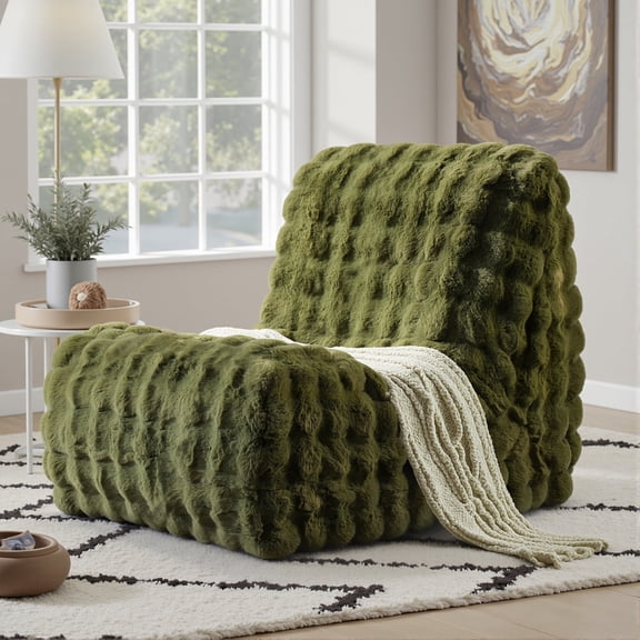 XIZZI Togo Sofa Bean Bag Chair, Oversized Plush Faux Fur Lounge Chair, Fluffy Lazy Sofa Chair Accent Floor Chair for Living Room Bedroom, No Assembly Required,Green