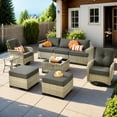 thumbnail image 1 of XIZZI Wicker Outdoor Patio Furniture 9 Pieces All-Weather Rattan Conversation Set High Back Patio Sectional Sofa with Swivel Chairs for Backyard, Balck, 1 of 10