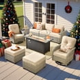 thumbnail image 1 of XIZZI Wicker Patio Furniture 9 Pieces Rattan Outdoor Conversation Set All Weather Outside Sectional Sofa Set with Swivel Chair and Fire Pit Table for Backyard, Beige, 1 of 10