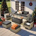 thumbnail image 1 of XIZZI Wicker Patio Furniture 9 Pieces Rattan Outdoor Conversation Set All Weather Outside Sectional Sofa Set with Swivel Chair and Fire Pit Table for Backyard, Black, 1 of 10