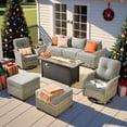 thumbnail image 1 of XIZZI Wicker Patio Furniture 9 Pieces Rattan Outdoor Conversation Set All Weather Outside Sectional Sofa Set with Swivel Chair and Fire Pit Table for Backyard, Dark Gray, 1 of 9
