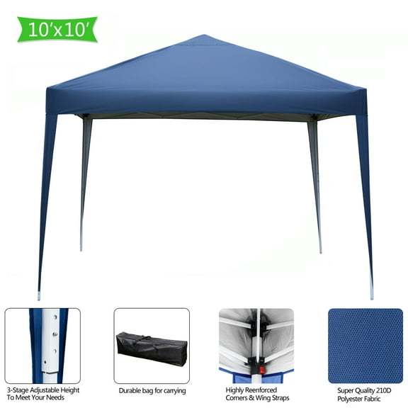 XIlee 3 x 3m Easy Pop up Canopy Tent with 2 Sidewalls for Outdoor Sun Blocking or Rain Protection,Waterproof Right-Angle Folding Tent Blue