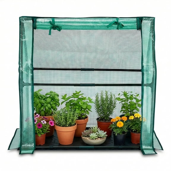 XIlee 36*18*33in Mini Greenhouse with PE Cover,Waterproof Pad for Small Plants Nursery Germination Plant Cover Tent for Garden Small Plants Indoor Outdoor, Green PE