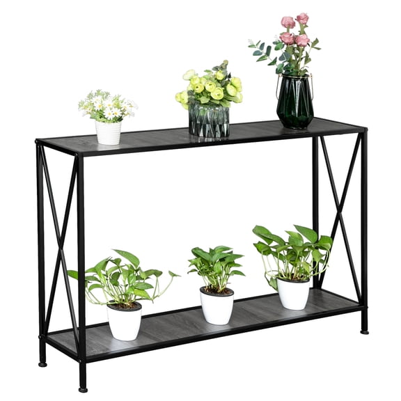 XIlee Console Table 43.3, 2-Tier Industrial entryway Table, Long Skinny Table for Hallway, Entryway, Living Room, Foyer, Grey
