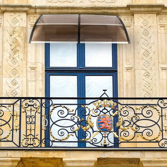 XIlee HT-200 x 100 Household Application Door & Window Rain Cover Eaves Brown Board & Black Holder, Awnings,Canopies