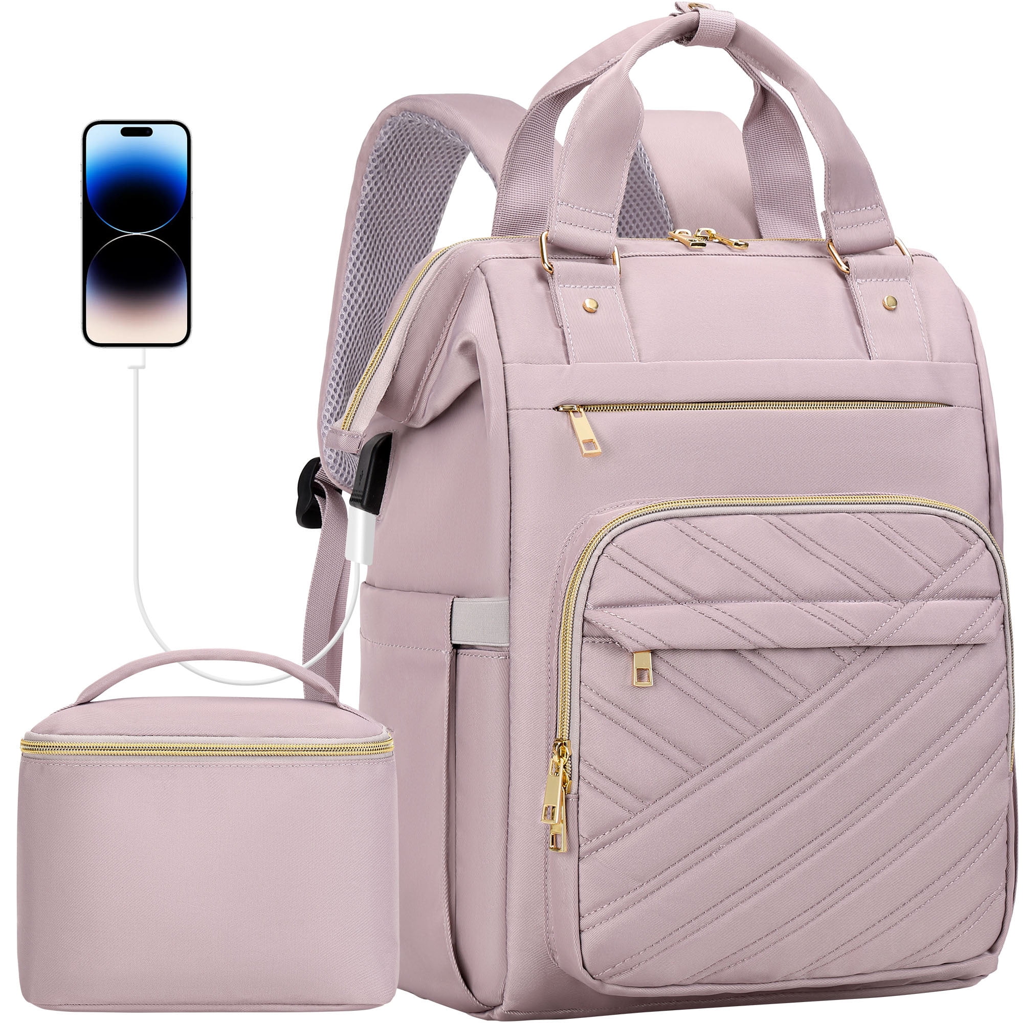 XJ-HOME 15.6" Laptop Backpack for Women,Stylish Backpack Purse, Waterproof Teacher Nurse Backpack,College Casual Daypack