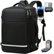 XJ-HOME Travel Backpack for Women, Flight Approved Carry On Backpack, Person Item Suitcase Backpack, 15.6" Laptop Backpack with USB Charging Port, Weekender College Daypack for Business Hiking, Black