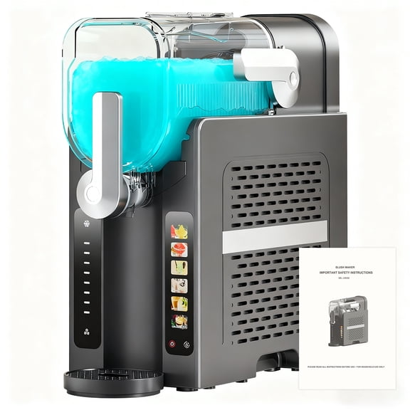 XJADQW Slushie Machine for Home , No Ice Needed Frozen Drink & Soft Serve Ice Cream Maker , 70 oz Compressor Slushy Maker with 6 Presets , 12 H Delay Start & Auto Clean , Grey