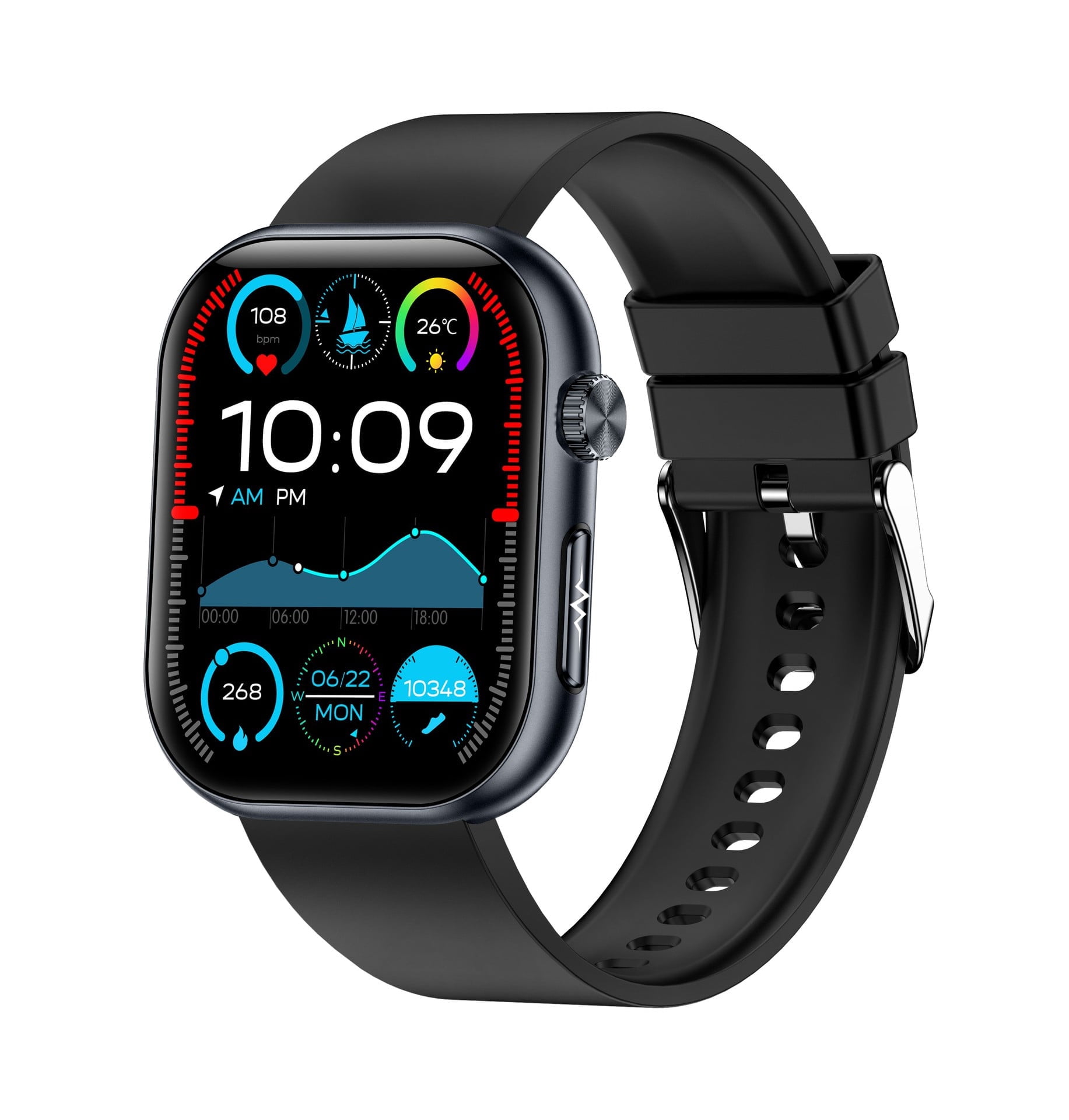 Laatikui ET587 smart watch, Bluetooth GPS men and women sports waterproof mode, .1.96-inch fitness exercise tracker, call/smart reminder