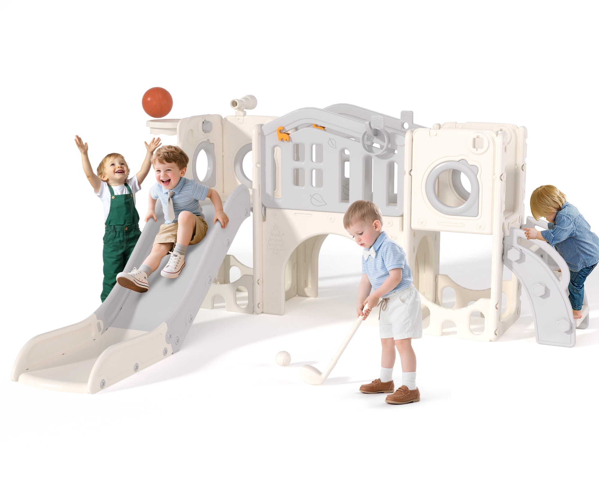 XJD 11 in 1 Toddler Slide PlaySet for kids indoor/outdoor for Toddlers Age 1-3, Gray