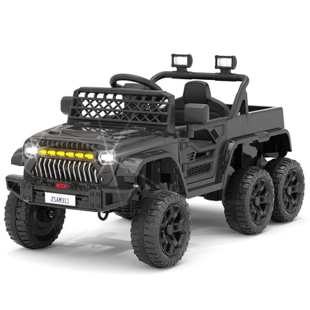 XJD 12V Kids Ride On Truck, 12V Battery Powered Electric Vehicle Toy Car with Parent Remote Control, Double Doors, Safety Belt, LED Lights, MP3 Music, DIY License Plate