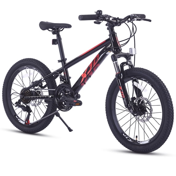 XJD 20 Inch Kids Mountain Bike , 21-Speed, Front Suspension & Dual Disc Brakes, 20 24inch Teen Bike 6-14 Years Old, Man Mountain Bike For boy, Black