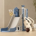 thumbnail image 1 of XJD 5 in 1 Toddler Slide, Kids Climber Slide with Basketball Hoop and Ball, Indoor Outdoor Playset for Toddlers Age 1-4 (Blue), 1 of 13