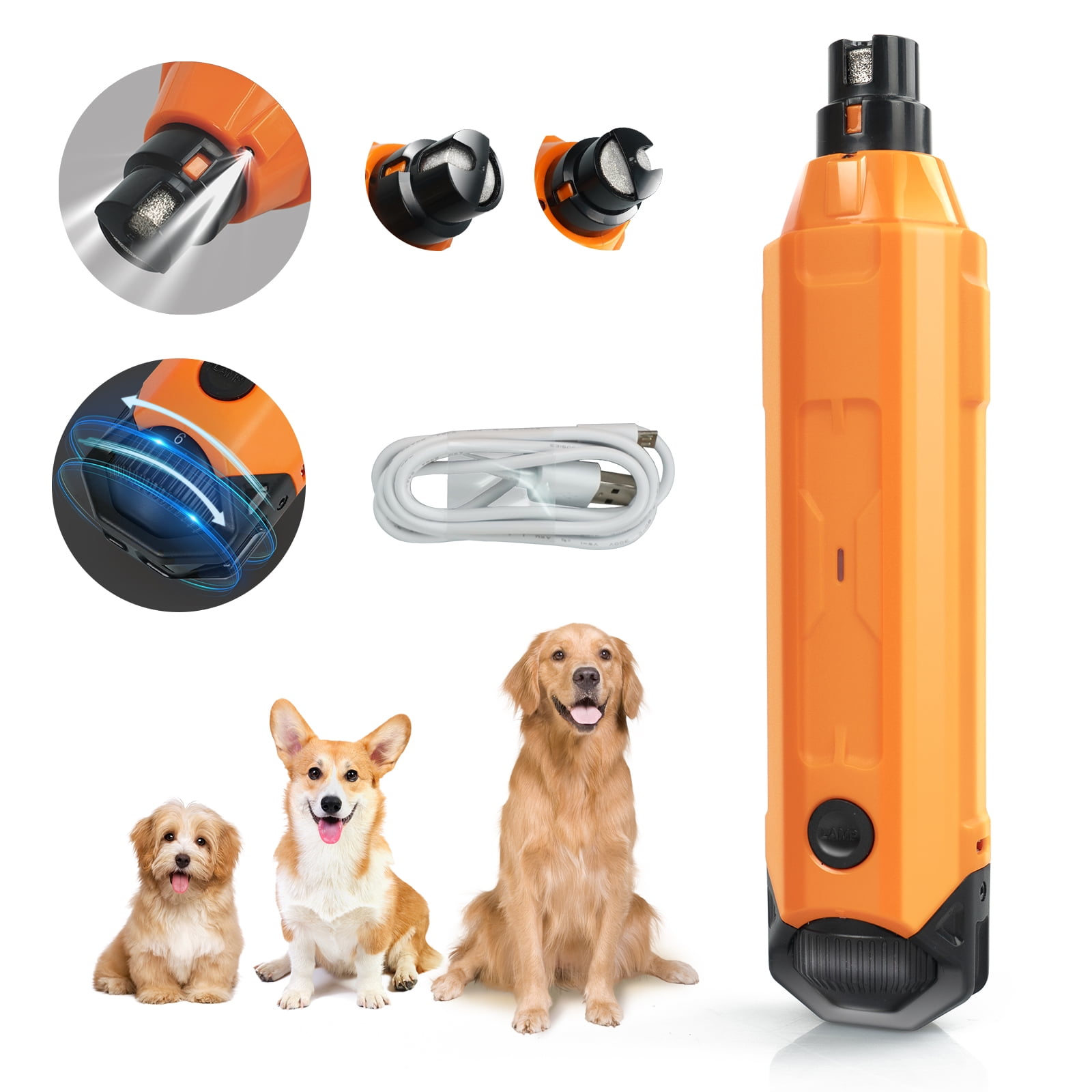9000RPM Electric Dog Nail Grinder Rechargeable LED Light Pet Nail Clipper  Automatic Cat Claws Cutter Trimmer For Dog Grooming