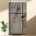thumbnail image 1 of XJD 63" Extra Tall Pet Cat Gate with 30" to 37.8" Wide Pressure Mounted Walk Through Swing Auto Close Safety White Metal Kids Dog Pet Puppy Cat for Indoor Stairs,Doorways, Kitchen (37.8 Inch-Black), 1 of 13