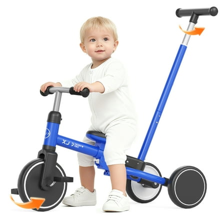 XJD 7 in 1 Toddler Tricycle with Push Handle,Toddler Bike for 1-3 Years Old Boy Girl, Toddler Push Tricycle, Baby Bike Balance Bike with Adjustable Seat Height and Removable Pedal