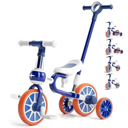 XJD 7-in-1 Toddler Bike Lights Up Unisex Push & Pedal Ride-Ons Blue