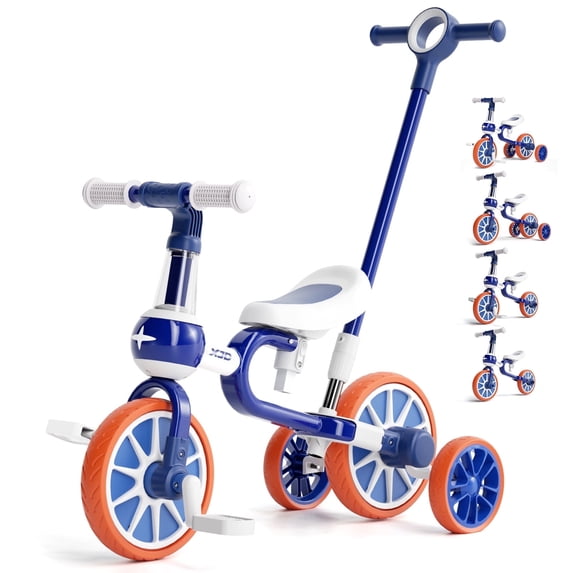 XJD 7-in-1 Convertible Toddler Bike with Push Handle – Grow-with-Me Kids Tricycle, Foldable Balance Trike, Durable Ride-on for Ages 1-5