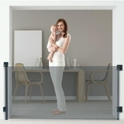 XJD 71" Retractable Baby Gate Extra Wide Safety Gates Child Gate for Indoor/Outdoor 33" Tall, Black