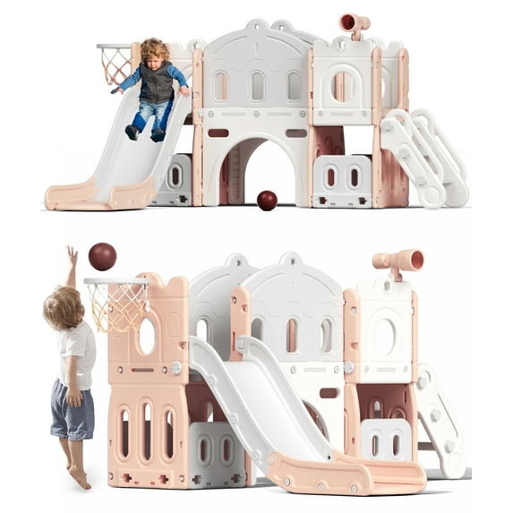 XJD 8-in-1 Toddler Slide,Kids Slide for Toddlers Age 1+,Indoor Outdoor Slide Toddler Playset Toddler Playground Sets for Backyards