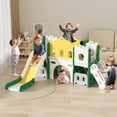 thumbnail image 1 of XJD 8-in-1 Toddler Slide, Indoor Slide Set Playground for Kids, Outdoor Slide Toddlers Climber and Slide Set with Basketball Hoop and Ball, Slide for Toddlers Age 12 Month +(Green), 1 of 11