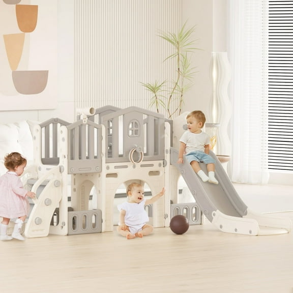 XJD 8 in 1 Toddler Slide Set, Kids Slide for Toddlers Age 1+,Indoor Outdoor Slide Toddler Playset Toddler Playground Sets for Backyards