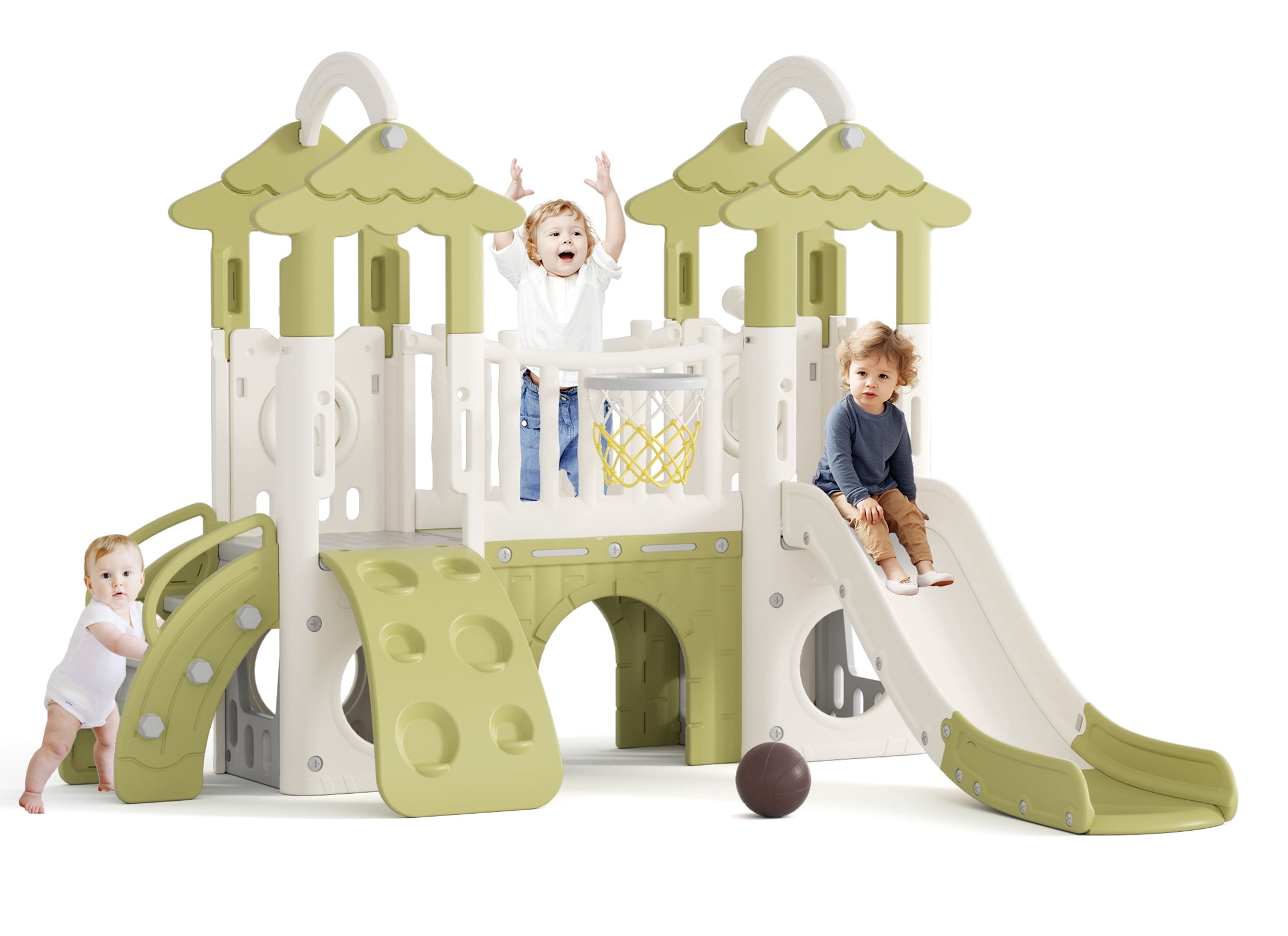 XJD 9-in-1 Jungle Toddler Slide with Climber, Indoor Outdoor Kids