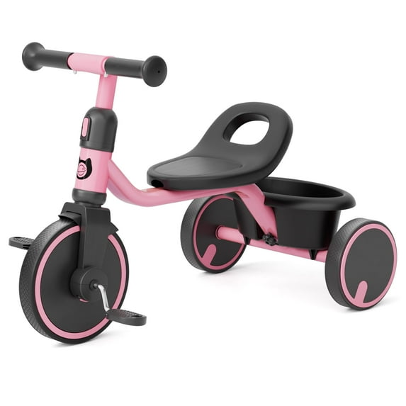 XJD 5-in-1 Toddler Bike for 1-4 Years Old Boys Girls Tricycles for Toddlers Kids Trikes for Balance Training Baby Bike Infant Trike,Pink