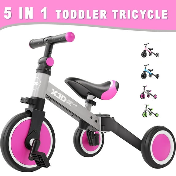 XJD 5 in 1 Toddler Bike for 1-4 Years Old Boy Girl Tricycles for Toddlers Kids Trikes for Balance Training Baby Bike Infant Trike