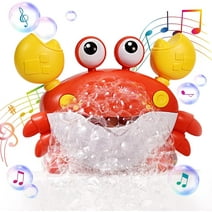 XJD Crab Baby Bath Toys Bubble Maker for Bathtub for Toddlers, Blow Bubbles and Plays 12 Children’s Songs, Sing-Along Bath Bubble Machine Gift for Baby, Red