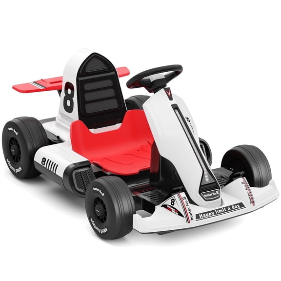 XJD Go Kart for Kids Age 6-12, 12V Electric Drift Kart Car with Adjustable Seat, Speeds, 8.5MPH, Bright LED Lights, 300W Powerful Motor, 12 Volt Ride on Crazy Cart