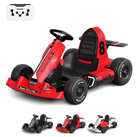 XJD Go Kart for Kids Age 6-12, 24V Electric Drift Kart Car with Adjustable Seat, Speeds, 8.5MPH, Bright LED Lights, 300W Powerful Motor, 24 Volt Ride on Crazy Cart