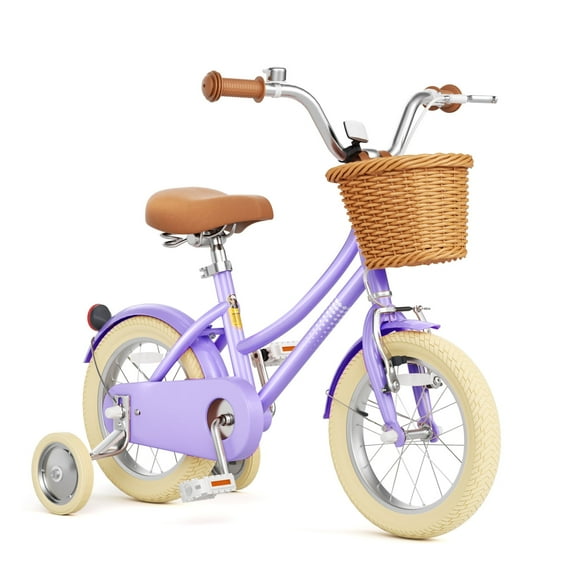 XJD 12 Inch Girls Bike for 2-4 Years Old Toddlers and Kids, Kid's Bicycle with Basket and Bell Training Wheels, Kid's Bike with Kickstand & Adjustable Seat Handlebar Height