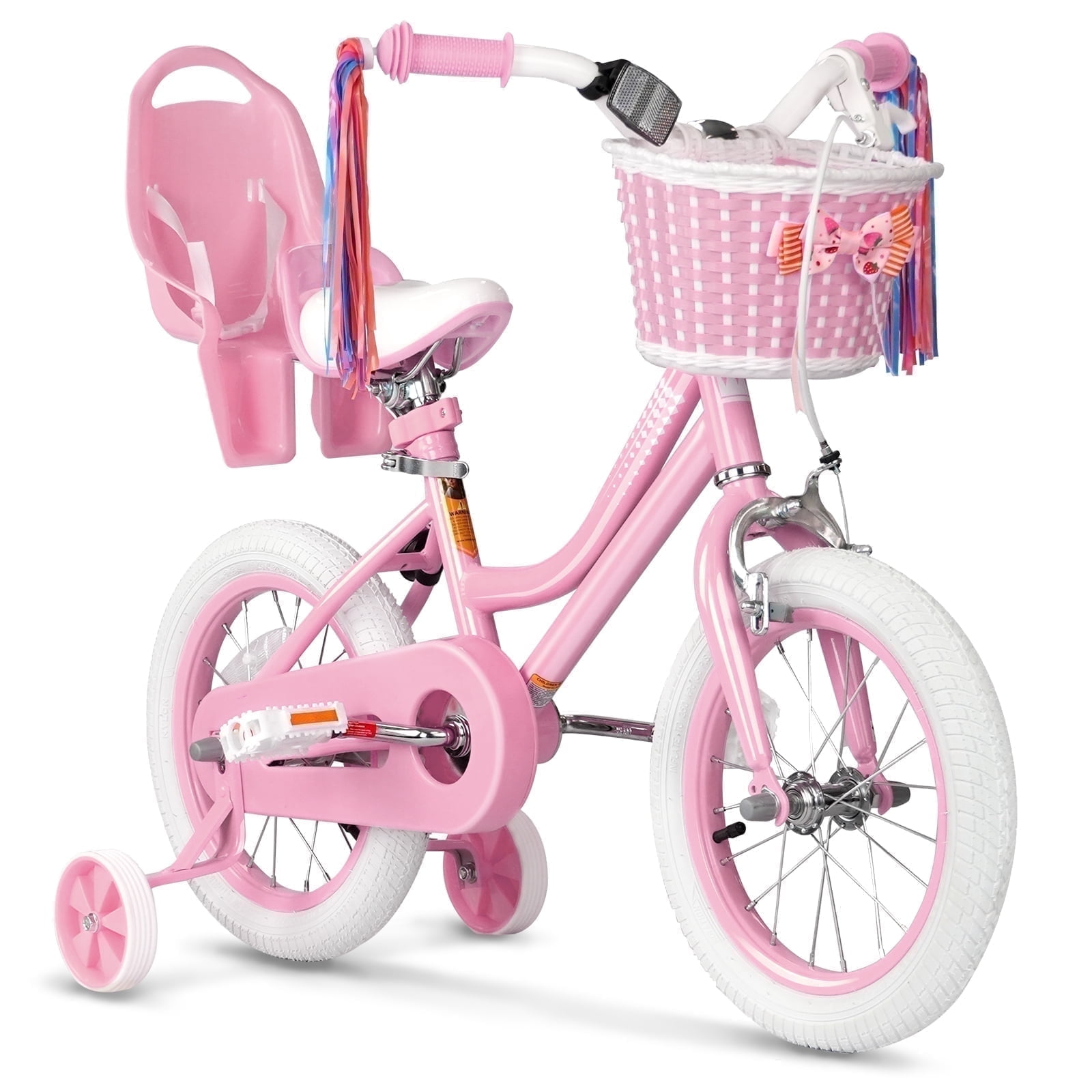 Walmart Black Friday Deals 2025 - XJD Girls Bike for Toddlers 3-9 Years Old Kids, 14 Inch Kids Bike with Training Wheels, Streamers, Basket and Doll Seat, Children Bicycles with Handbrake
