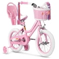 thumbnail image 1 of XJD Girls Bike for Toddlers 3-9 Years Old Kids, 14 inch Kids Bike with Training Wheels, Streamers, Basket and Doll Seat, Children Bicycles with Handbrake, 1 of 16