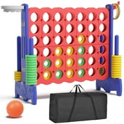 XJD Jumbo 4-to-Score Giant Game Set 4-in-a-Row Connect Game for Adults Kids Family Fun, Blue Red, W/ Carry Bag