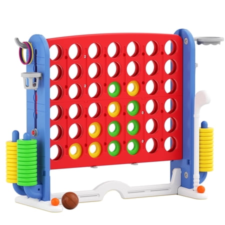 XJD Jumbo 4-to-Score Giant Game Set 4-in-a-Row Connect Game for Adults Kids Family Fun Height Adjustable w/ Golf Set, Blue