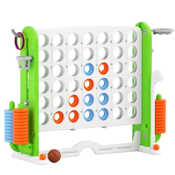 XJD Jumbo 4-to-Score Giant Game Set 4-in-a-Row Connect Game for Adults Kids Family Fun Height Adjustable w/ Golf Set, Green